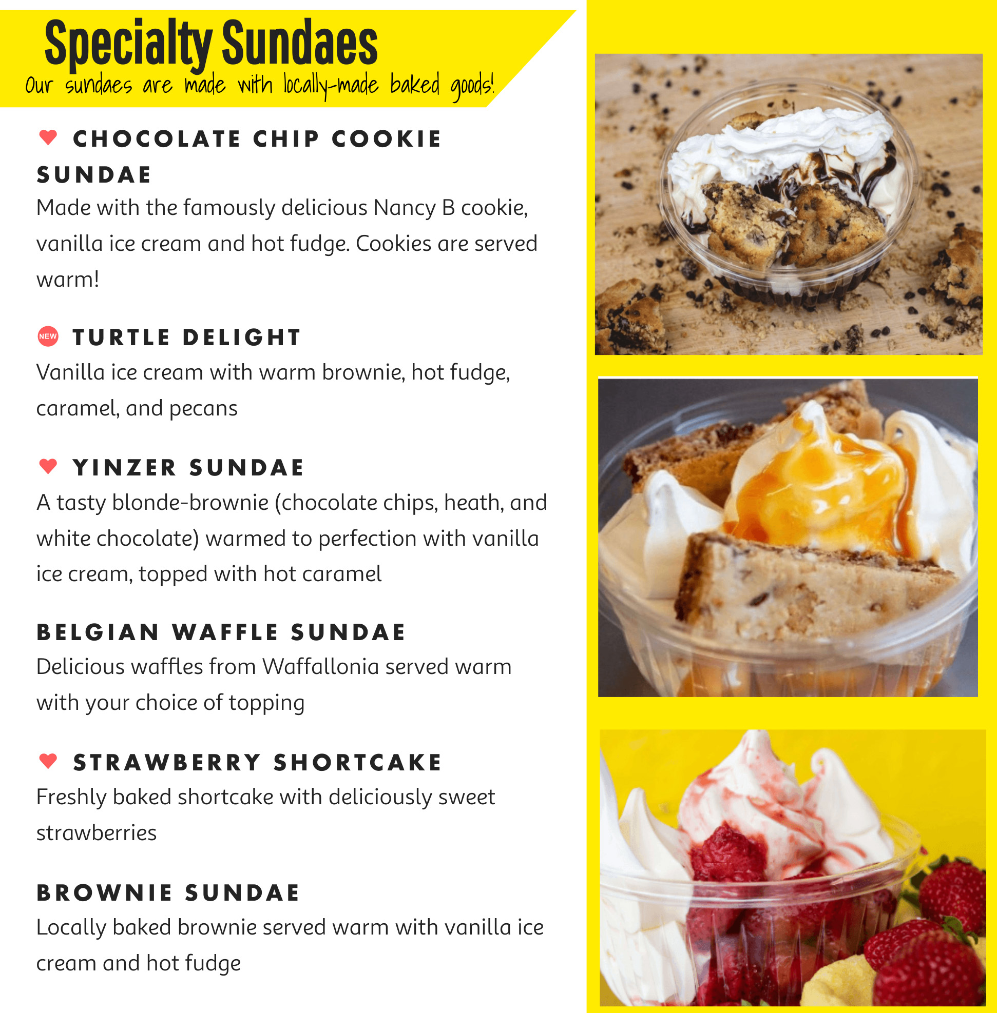 page dairy mart pittsburgh menu specialty sundaes