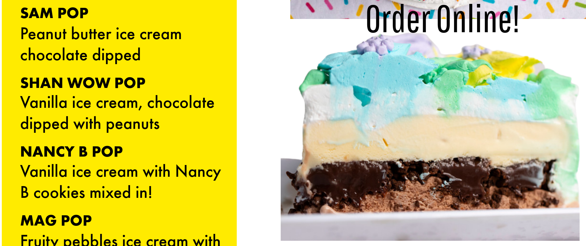 page dairy mart menu pages ice cream cakes