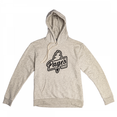 page dairy mart black logo hooded sweater heather grey