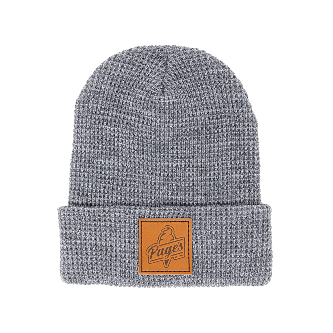 Page's Leather Patch Beanie | Heather Grey