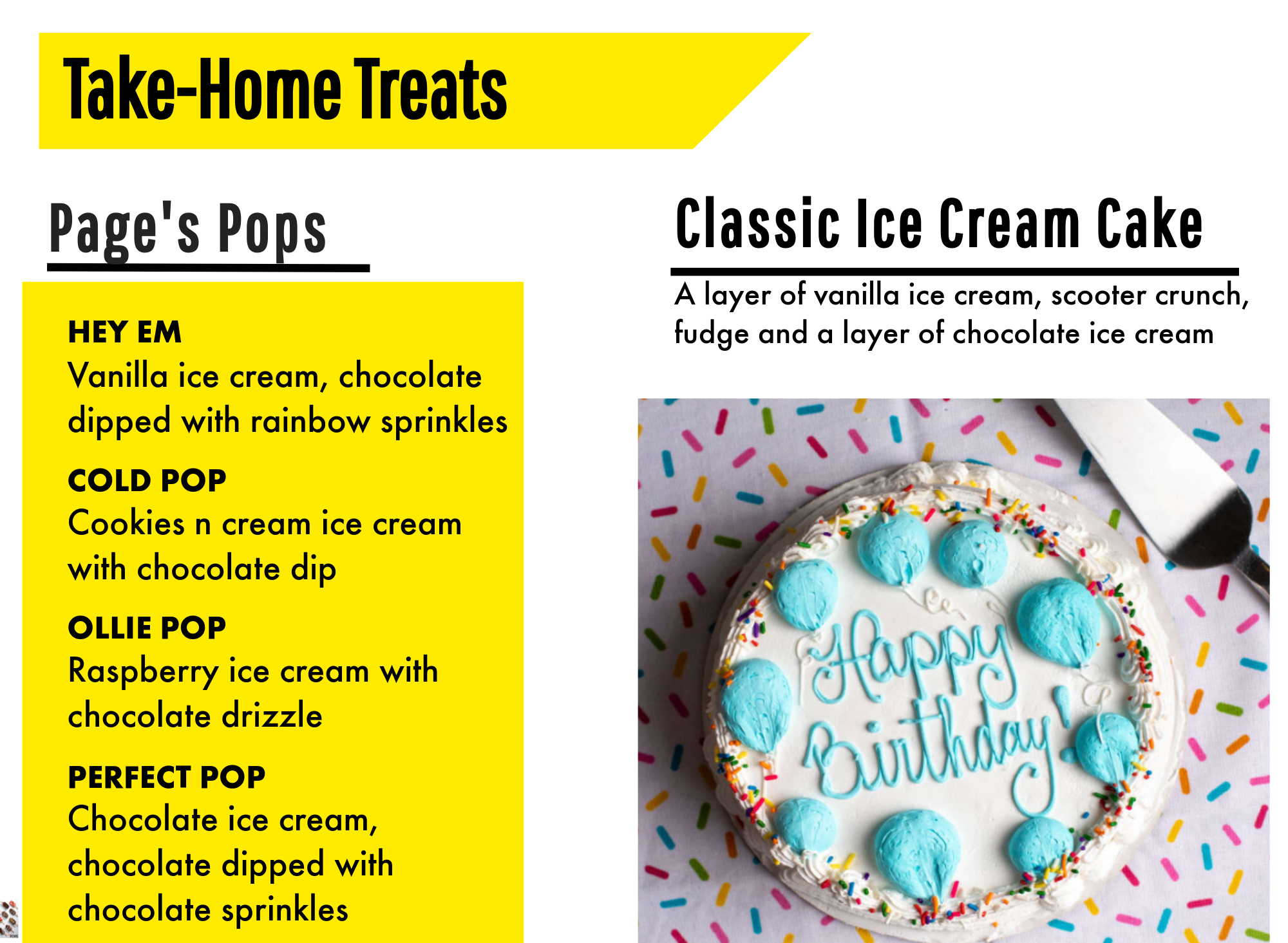 14 page dairy mart menu page's pops ice cream cake